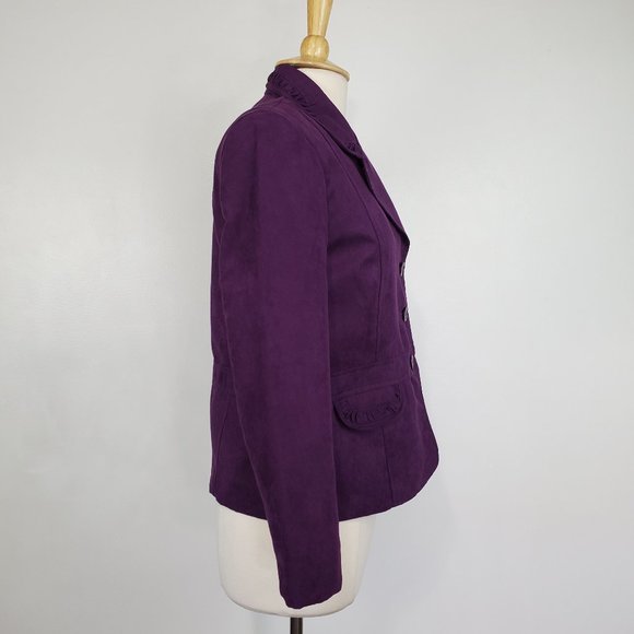 Alfred Dunner Purple City Smarts Brushed Feel Button Front Blazer NWT Size 10P - Picture 5 of 14